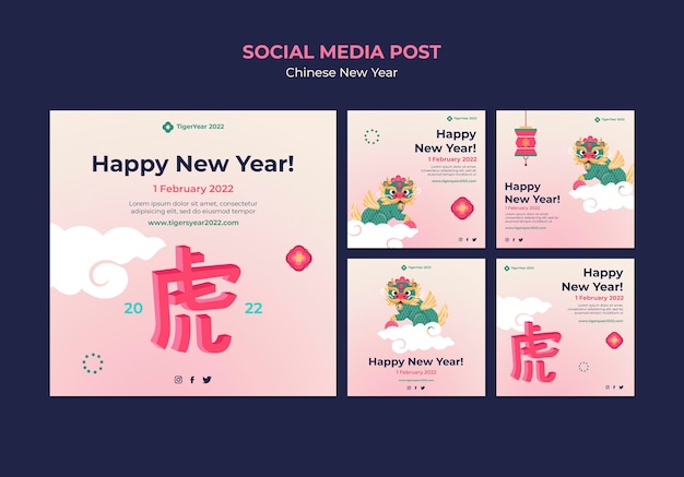 Free PSD chinese new year instagram posts set