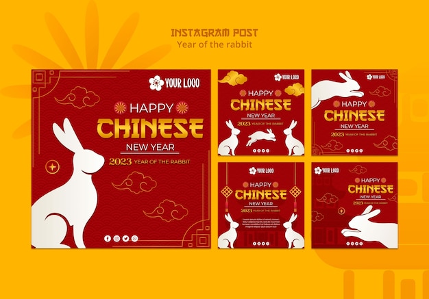 Free PSD chinese new year instagram posts template