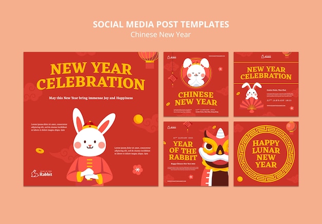 Free PSD chinese new year instagram posts template