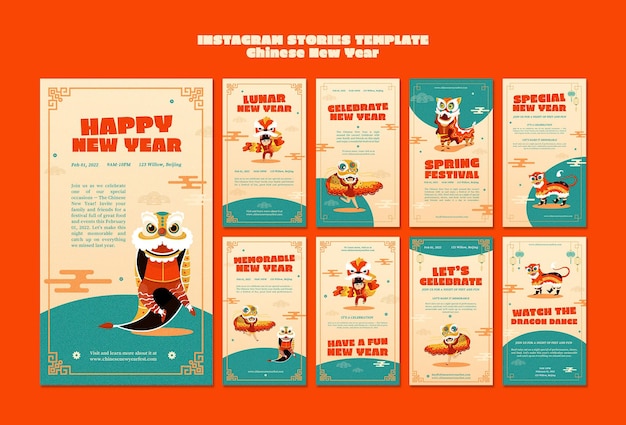 Free PSD chinese new year instagram stories set