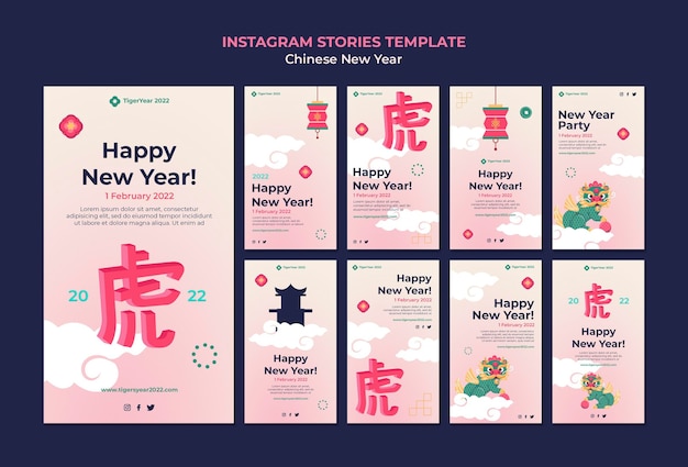 Chinese new year instagram stories set