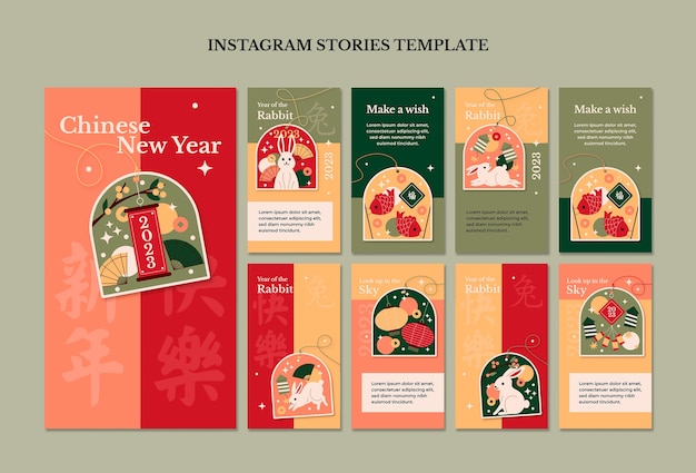 PSD gratuito modello di storie di instagram per il capodanno cinese