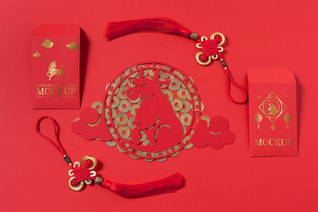 Chinese new year isometric mock-up elements arrangement