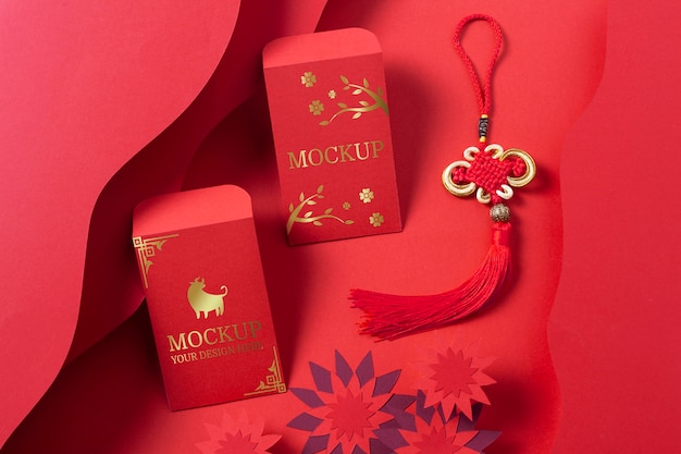 Chinese new year isometric mock-up elements arrangement