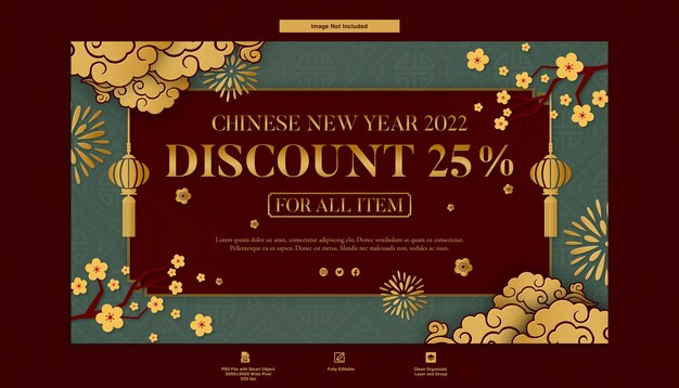 Chinese new year sale discount elegant web banner template design