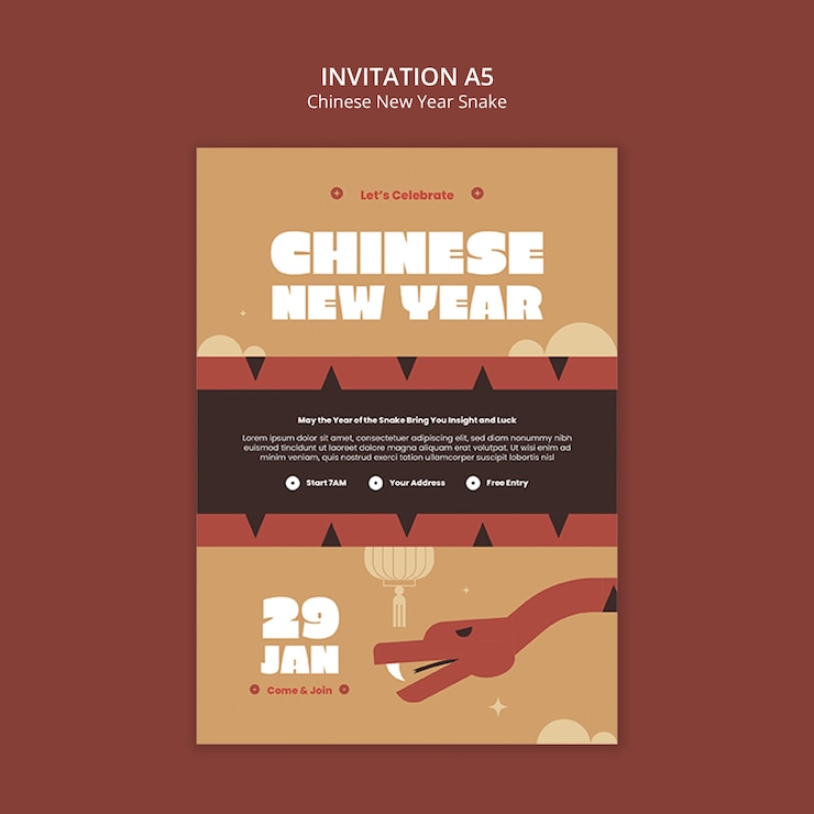 Free PSD chinese new year snake template design