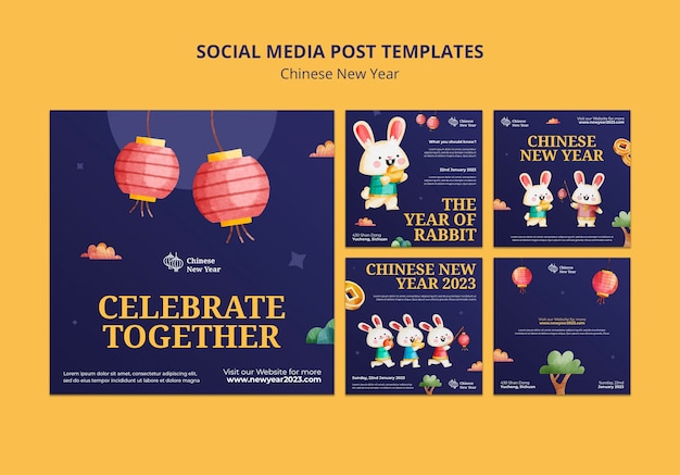 Free PSD chinese new year social media posts