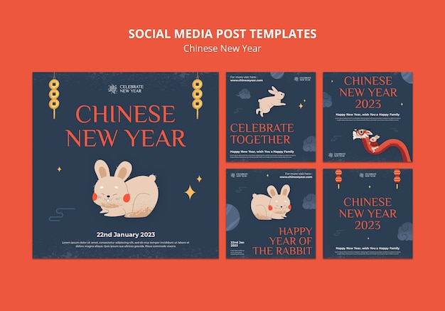 Free PSD chinese new year social media posts