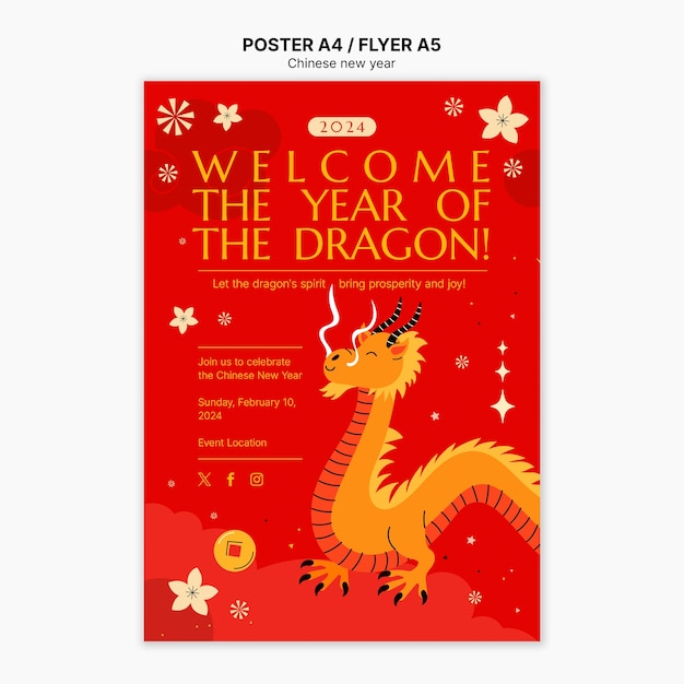 Free PSD chinese new year template design