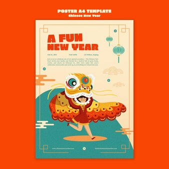 Chinese new year vertical print template Free Psd