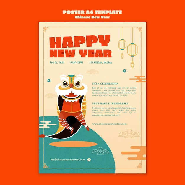 Chinese new year vertical print template Free Psd