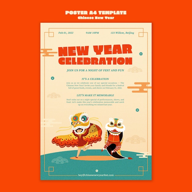 Chinese new year vertical print template