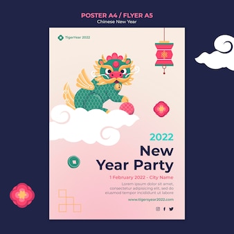 Chinese new year vertical print template