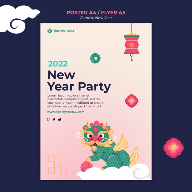 Chinese new year vertical print template