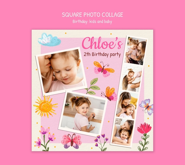 Chloe's 2nd birthday party photo collage