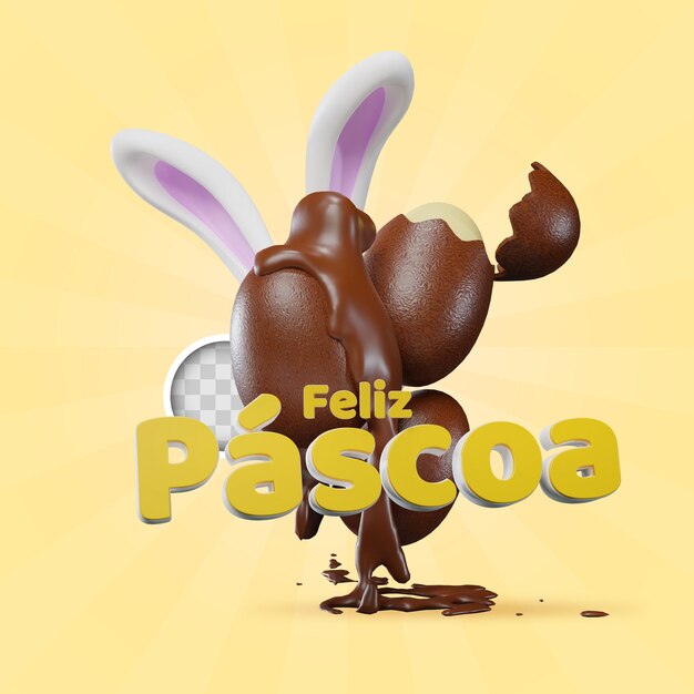 Chocolate and easter bunny 3d illustration