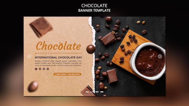 Modello di banner pubblicitario del negozio di cioccolato