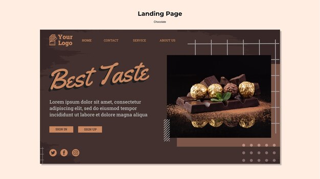 チョコレート店のランディングページテンプレート