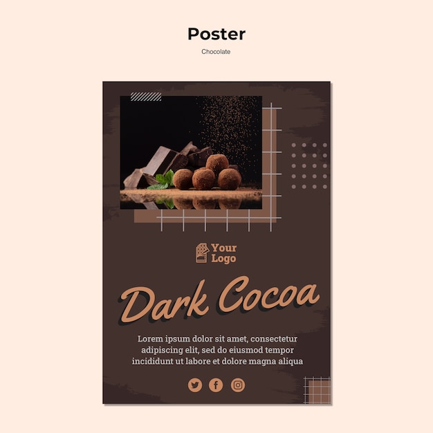 PSD gratuito modello di poster del negozio di cioccolato