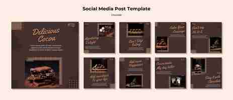無料PSD チョコレートストアのソーシャルメディアの投稿テンプレート