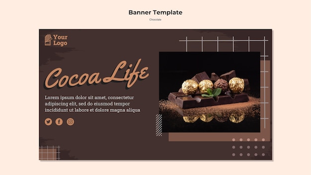 PSD gratuito banner modello negozio di cioccolato