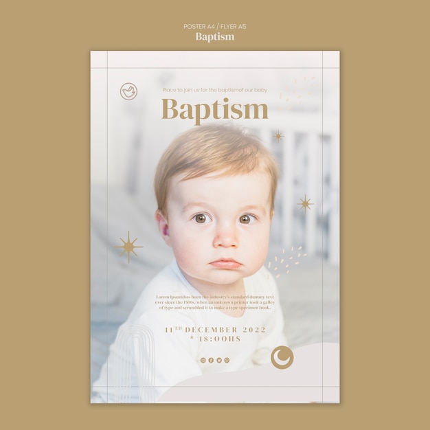 Christian baptism event flyer template