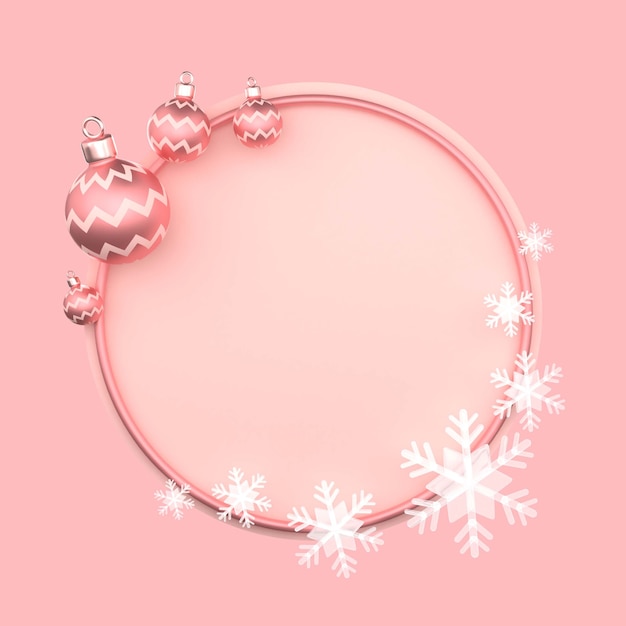 Christmas 3d background with baubles and snowflakes