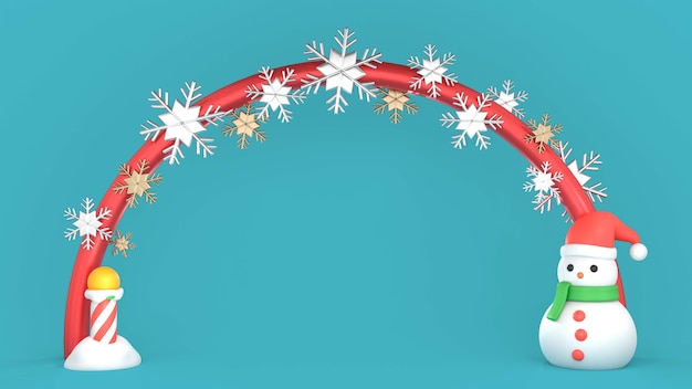 Christmas 3d background with snowman