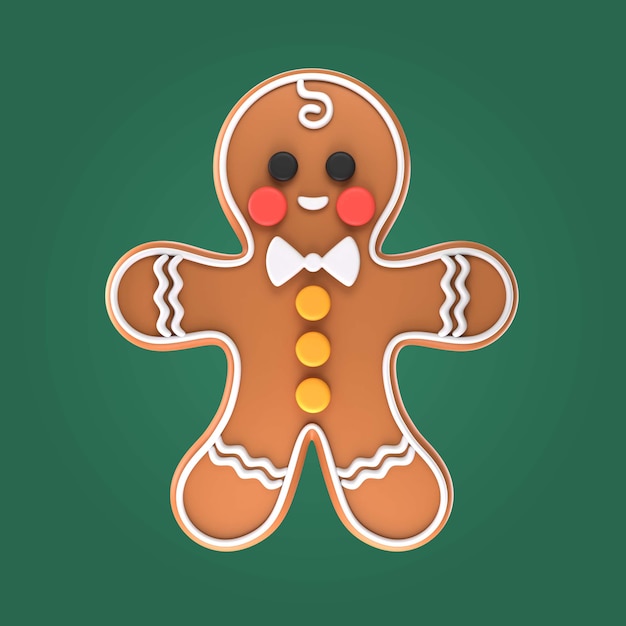 Free PSD christmas 3d gingerbread man cookie illustration