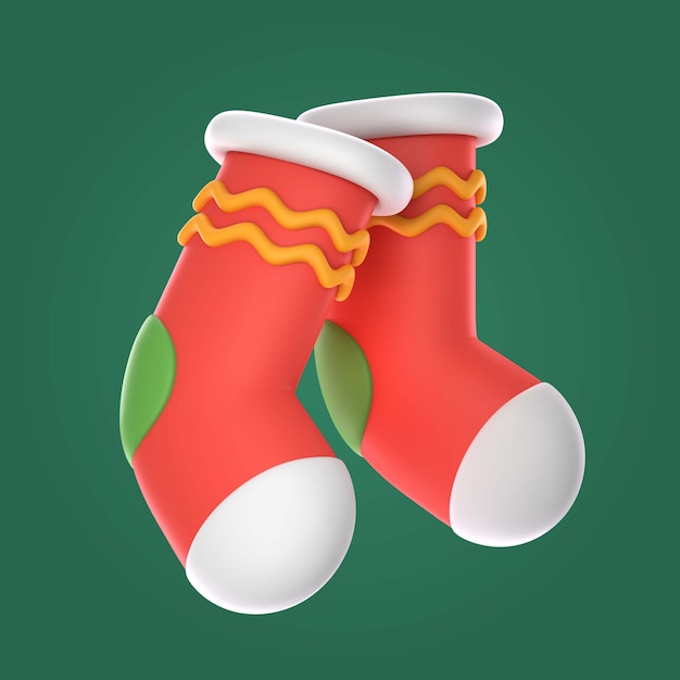 Free PSD christmas 3d stockings illustration