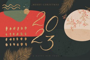 christmas background with abstract shapes and golden foil