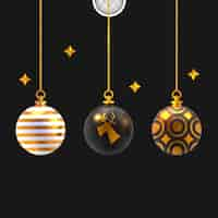 Free PSD christmas balls with stars. 3d rendering