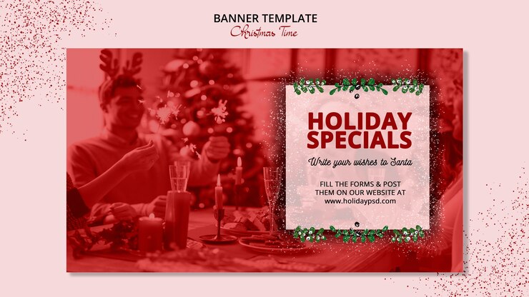 Free PSD christmas banner template concept