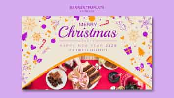 Free PSD christmas banner template with picture