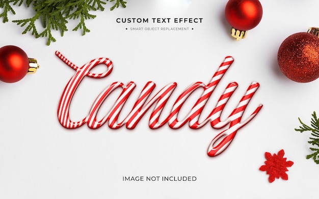 Бесплатный PSD Рождественские конфеты 3d эффект стиля текста
