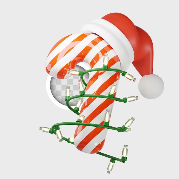 PSD gratuito caramelle di natale circondate da luci illustrazione 3d