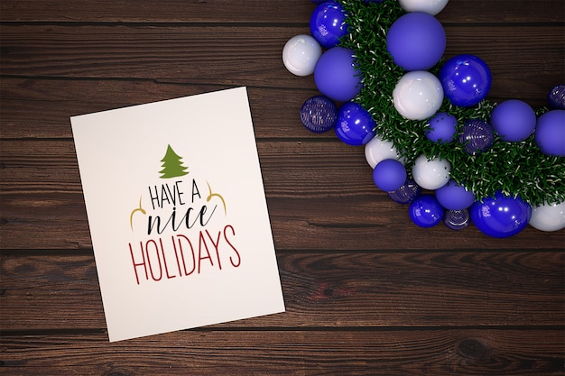 Free PSD christmas card mockup with ornament