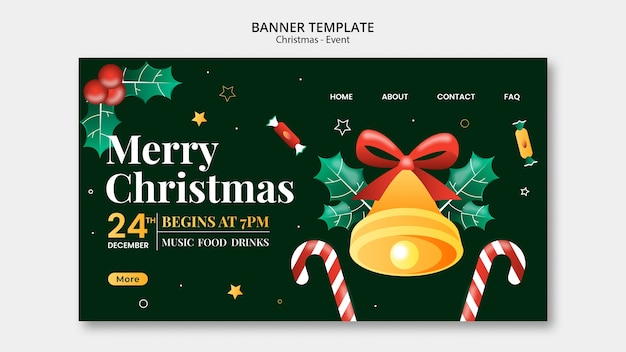 PSD gratuito modello di banner orizzontale per la celebrazione di natale