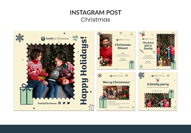 Бесплатный PSD Шаблон постов в instagram для празднования рождества