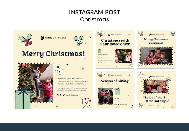 無料PSD クリスマスのお祝いのinstagram投稿