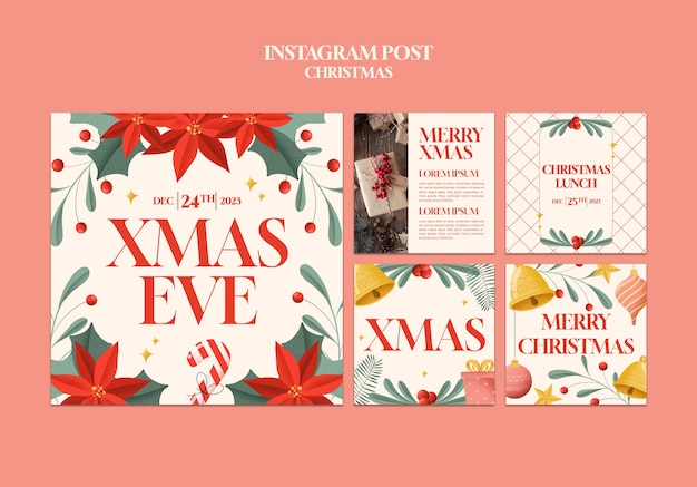 無料PSD クリスマスのお祝いのインスタグラムの投稿