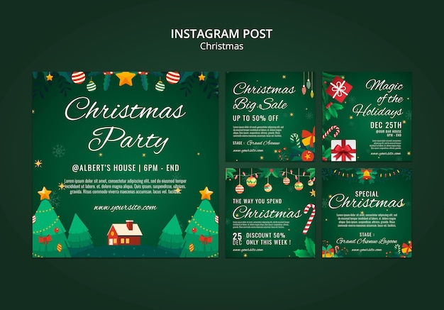 無料PSD クリスマスのお祝いのインスタグラムの投稿