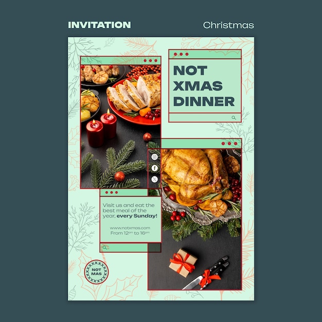 無料PSD クリスマスのお祝いの招待状のテンプレート