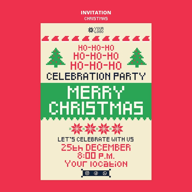 Free PSD christmas celebration invitation template