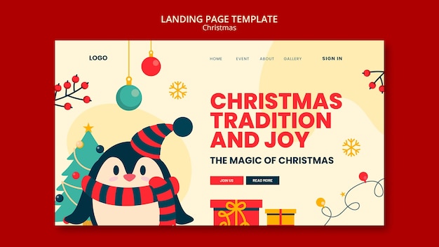 Free PSD christmas celebration landing page  template