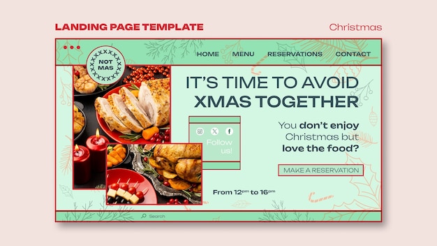Free PSD christmas celebration landing page  template