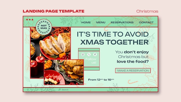 無料PSD クリスマスのお祝いのランディングページテンプレート