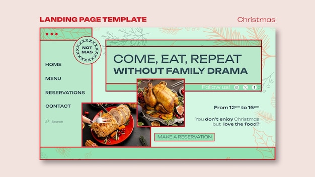 Free PSD christmas celebration landing page  template