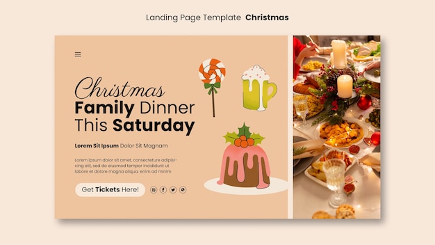 無料PSD クリスマスのお祝いのランディングページ