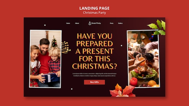 無料PSD クリスマスのお祝いのランディングページ